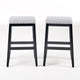 Arica Barstool Set of 2, Saddle Seat X-Cross Rubberwood, Light Gray