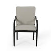 Outdoor Dining Chair Set of 2 Crossed Back Beige Fabric Black Metal BM323692