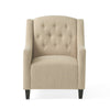 Accent Armchair and Ottoman Set, Tufted Beige Fabric