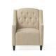 Accent Armchair and Ottoman Set, Tufted Beige Fabric
