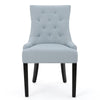 Chen Dining Chair Set of 2 Espresso Wood Light Blue Button Tufted