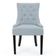 Chen Dining Chair Set of 2 Espresso Wood Light Blue Button Tufted