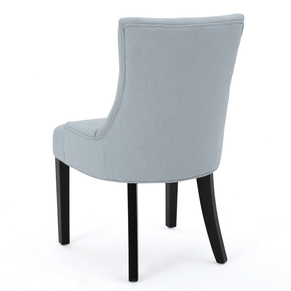 Chen Dining Chair Set of 2, Espresso Brown, Light Blue