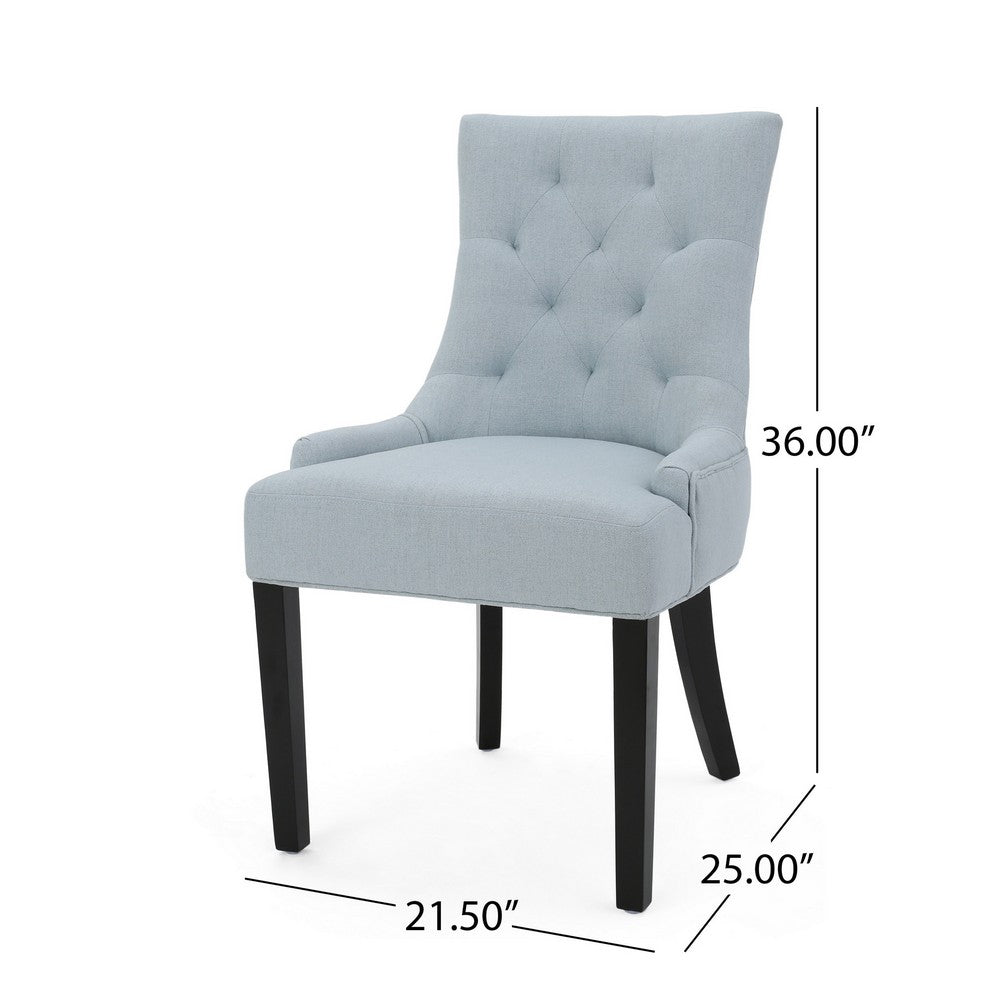 Chen Dining Chair Set of 2, Espresso Brown, Light Blue