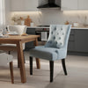 Chen Dining Chair Set of 2, Espresso Brown, Light Blue