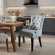 Chen Dining Chair Set of 2, Espresso Brown, Light Blue