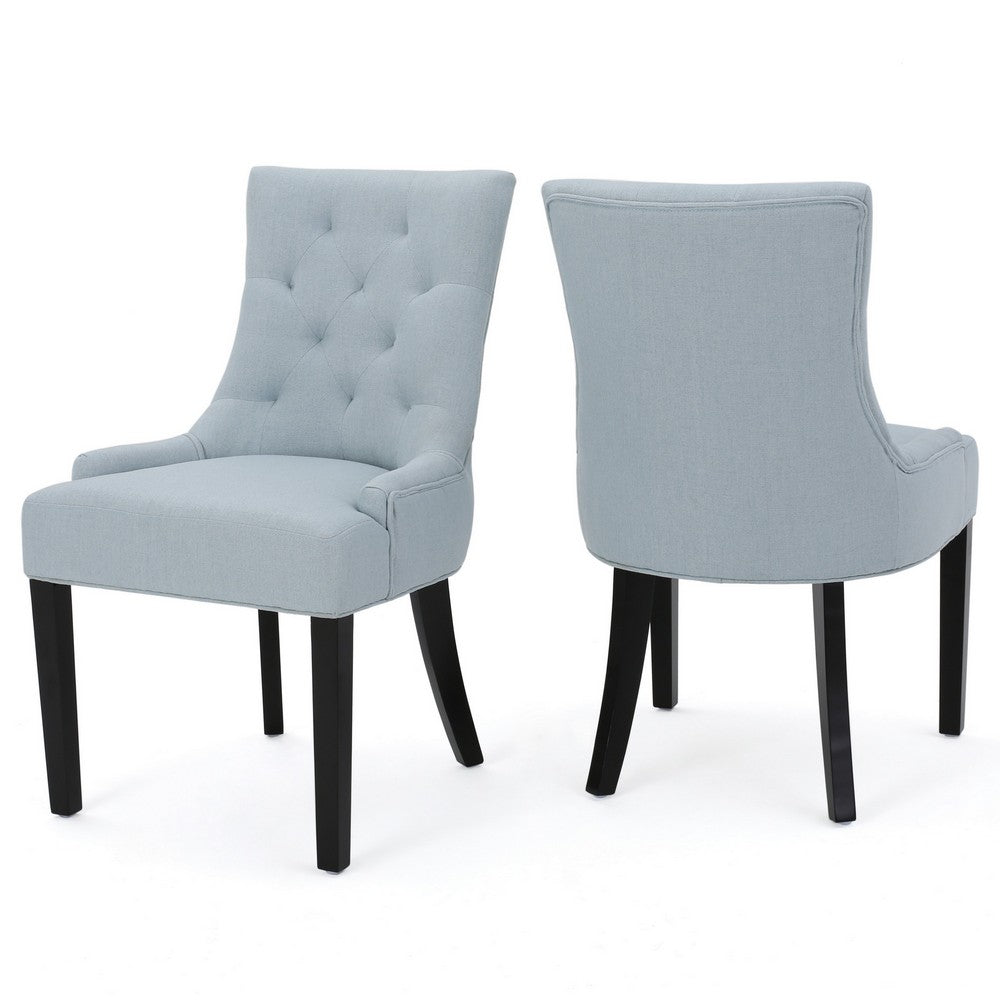 Chen Dining Chair Set of 2, Espresso Brown, Light Blue