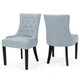 Chen Dining Chair Set of 2, Espresso Brown, Light Blue