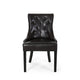 Chen Dining Chair Set of 2 Sloped Arms Tufted Brown Faux Leather BM323696