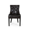 Chen Dining Chair Set of 2, Sloped Arms, Brown Faux Leather