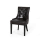 Chen Dining Chair Set of 2, Sloped Arms, Brown Faux Leather