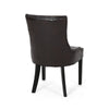 Chen Dining Chair Set of 2, Sloped Arms, Brown Faux Leather
