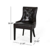 Chen Dining Chair Set of 2, Sloped Arms, Brown Faux Leather