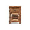 Side End Table, Storage, Metal, Natural Distressed Wood