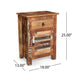 Side End Table, Storage, Metal, Natural Distressed Wood