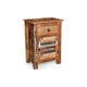 Side End Table, Storage, Metal, Natural Distressed Wood