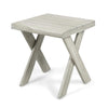 Outdoor Side End Table, 18 Inch Sandblasted Teak, Gray Acacia Wood
