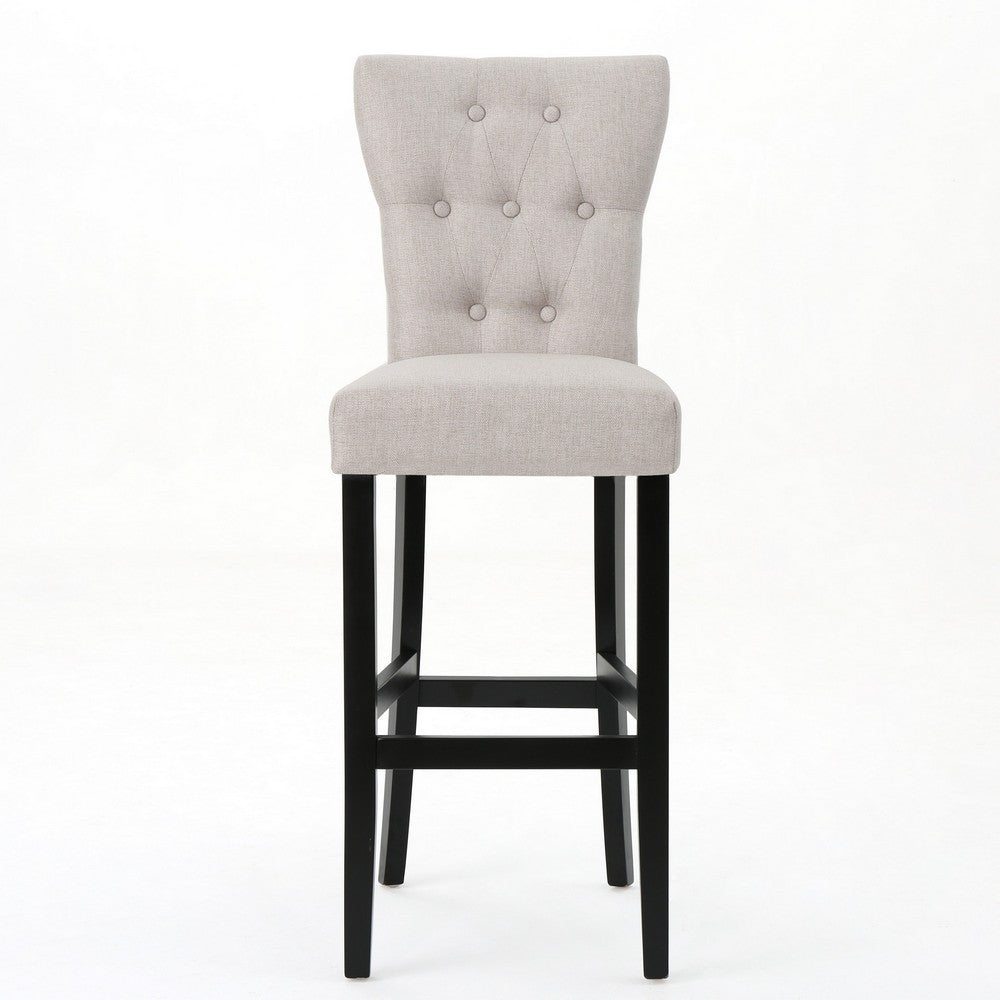 Arine Barstool Chair Set of 2, Flared Rubberwood, Wheat