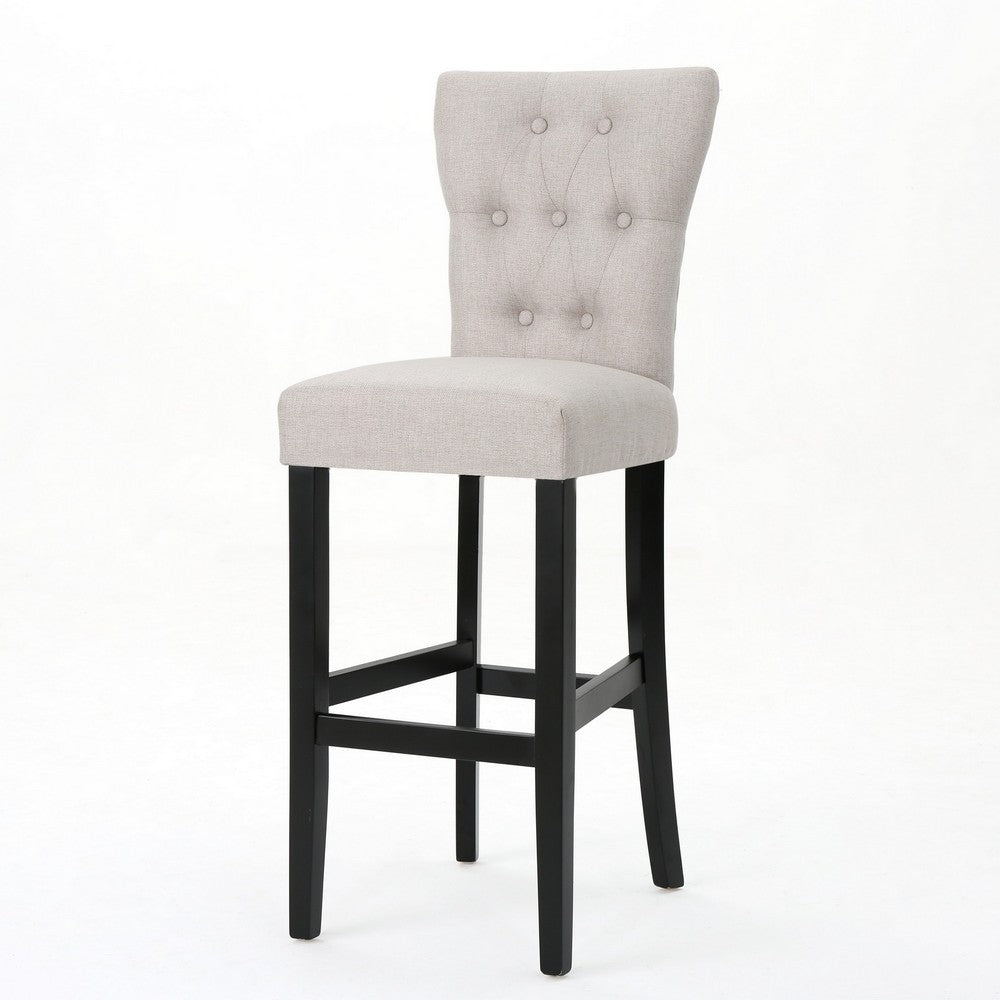Arine Barstool Chair Set of 2, Flared Rubberwood, Wheat