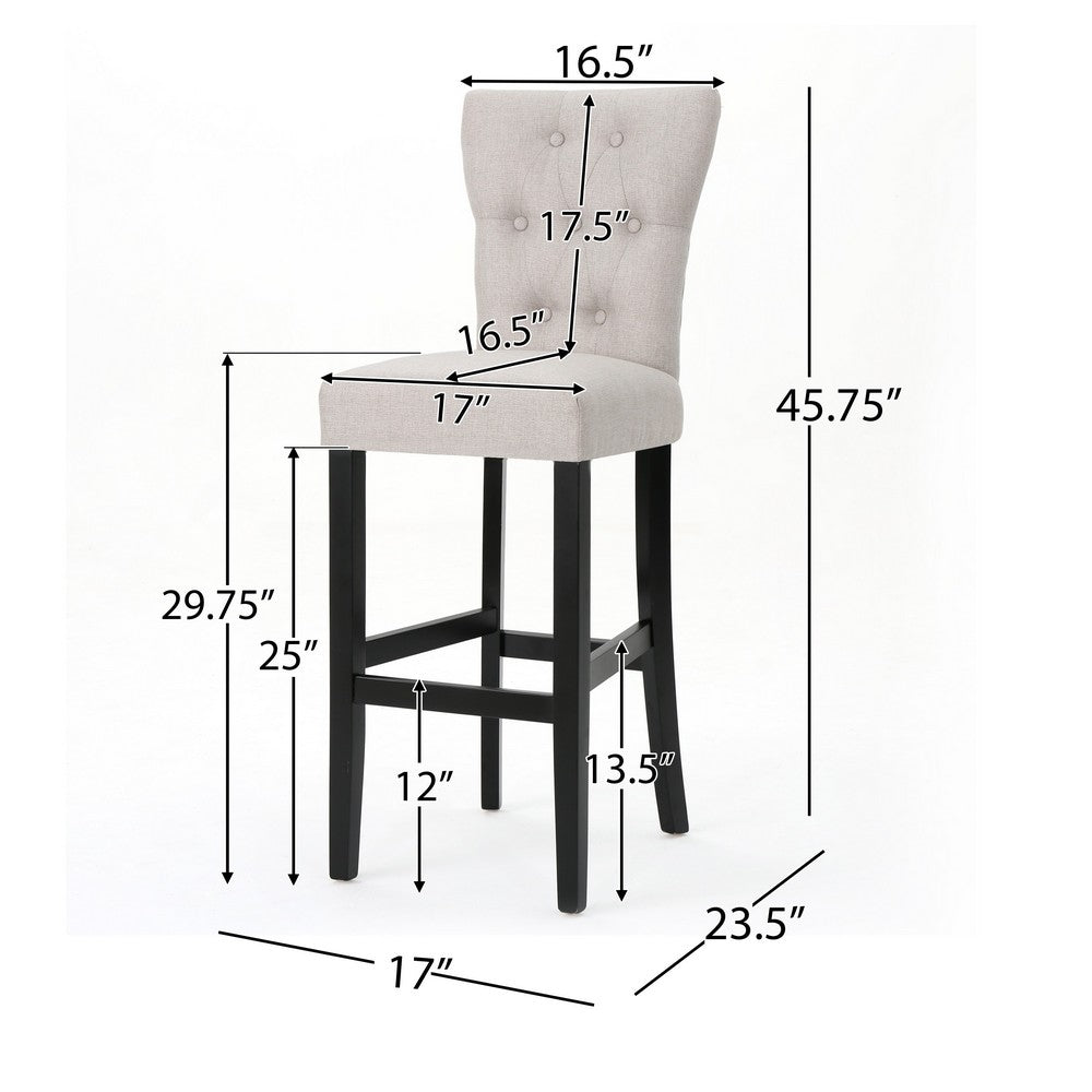 Arine Barstool Chair Set of 2, Flared Rubberwood, Wheat