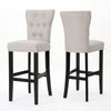 Arine Barstool Chair Set of 2 Flared Rubberwood Wheat Button Tufted