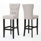 Arine Barstool Chair Set of 2 Flared Rubberwood Wheat Button Tufted