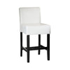 Counter Stool Chair Set of 2 Black Rubberwood Ivory Faux Leather BM323704