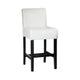 Counter Stool Chair Set of 2 Black Rubberwood Ivory Faux Leather BM323704