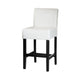 Counter Stool Chair Set of 2 Black Rubberwood Ivory Faux Leather BM323704