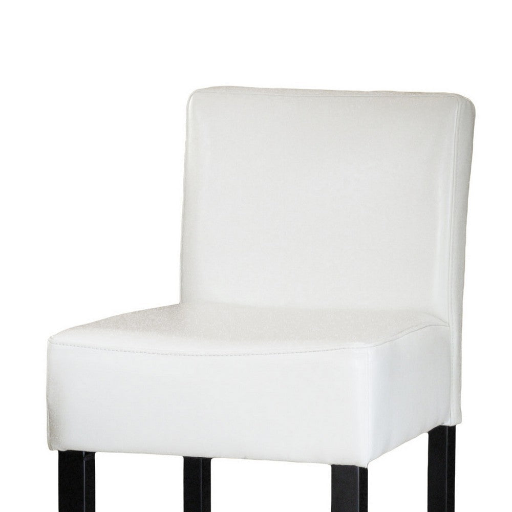 Counter Stool Chair Set of 2 Black Rubberwood Ivory Faux Leather BM323704