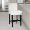 Counter Stool Chair Set of 2, Black Rubberwood, Ivory Faux Leather