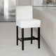 Counter Stool Chair Set of 2, Black Rubberwood, Ivory Faux Leather
