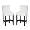 Counter Stool Chair Set of 2 Black Rubberwood Ivory Faux Leather BM323704