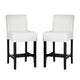 Counter Stool Chair Set of 2 Black Rubberwood Ivory Faux Leather BM323704