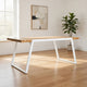Outdoor Dining Table, White Sled Base, 71" Acacia Wood