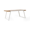 Outdoor Dining Table, White Sled Base, 71" Acacia Wood