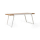 Outdoor Dining Table, White Sled Base, 71" Acacia Wood