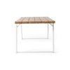 Outdoor Dining Table, White Sled Base, 71" Acacia Wood