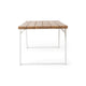 Outdoor Dining Table, White Sled Base, 71" Acacia Wood