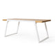 Outdoor Dining Table, White Sled Base, 71" Acacia Wood