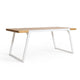Outdoor Dining Table, White Sled Base, 71" Acacia Wood