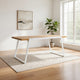 Outdoor Dining Table, White Sled Base, 71" Acacia Wood