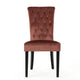 Chary Dining Chair Set of 2 Brown Wood Blush Pink Tufted Velvet