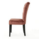 Chary Dining Chair Set of 2, Brown Wood, Blush Pink Velvet