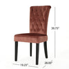 Chary Dining Chair Set of 2, Brown Wood, Blush Pink Velvet