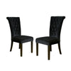 Chary Dining Chair Set of 2, Brown Wood Classic Black Velvet
