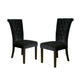 Chary Dining Chair Set of 2, Brown Wood Classic Black Velvet