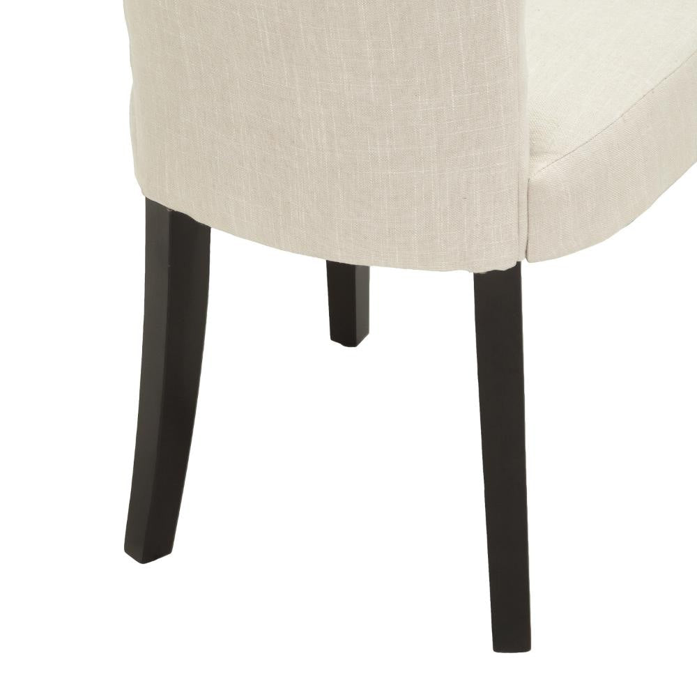 Chary Dining Chair Set of 2 Brown Wood Light Beige Tufted Velvet