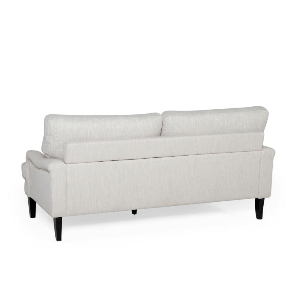 Loveseat with Pillow Back Nailhead Trim 67 Inch Wood Beige Fabric BM323710