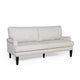 Loveseat with Pillow Back, Nailhead Trim, 67 Inch Wood, Beige Fabric